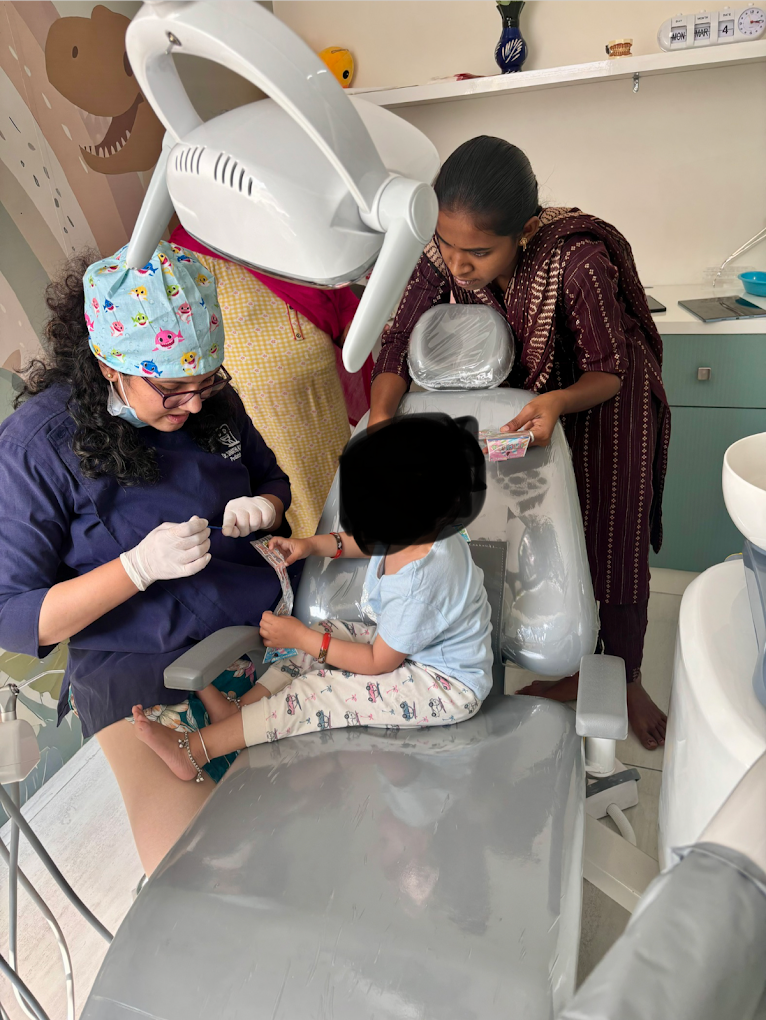 Brave kid dental check-up by Dr. Swathi at Blueberry Dental Clinic Bangalore