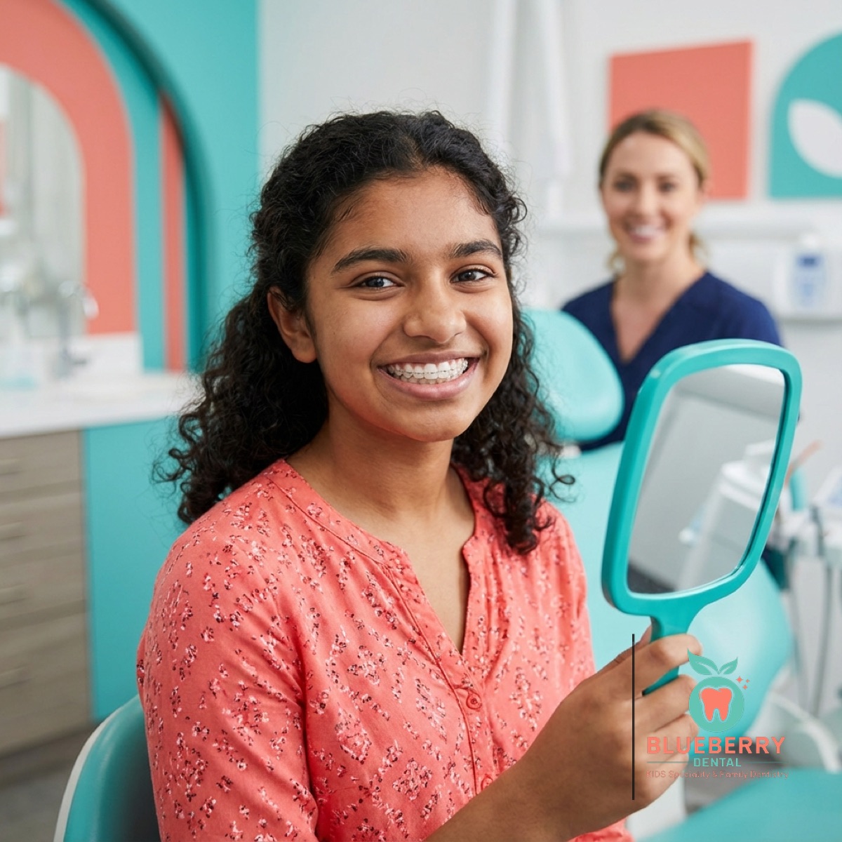 Teenager with clear aligners
