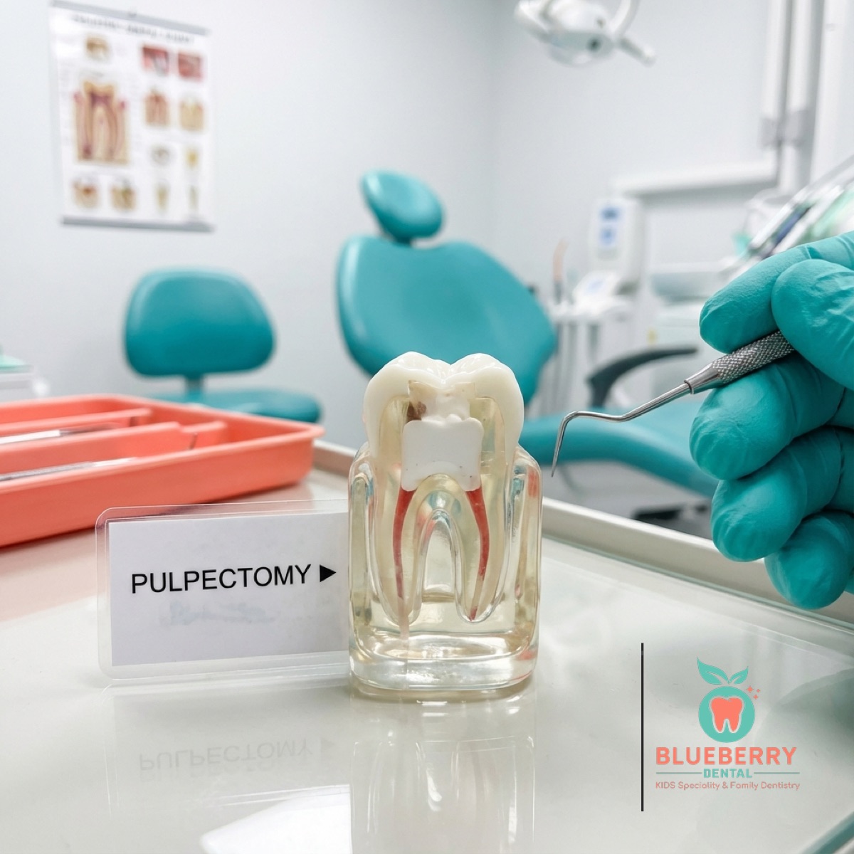 Realistic model of a treated primary tooth